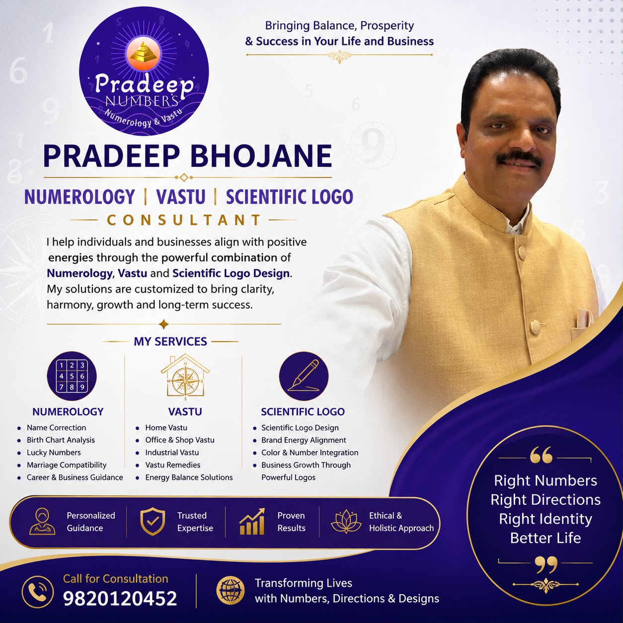 Pradeep Bhojane, Numerology and Vastu Consultant